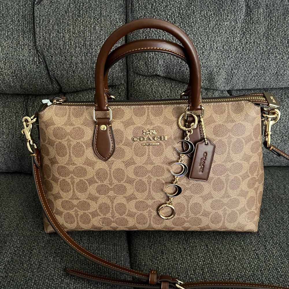 Coach Tan and Brown Signature Satchel